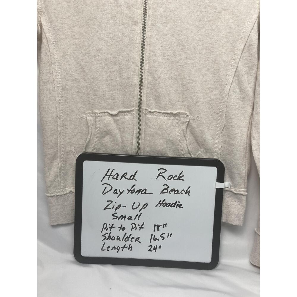 Hard Rock Daytona Beach Hoodie Light Beige‎ Full Zip Small - Picture 3 of 9